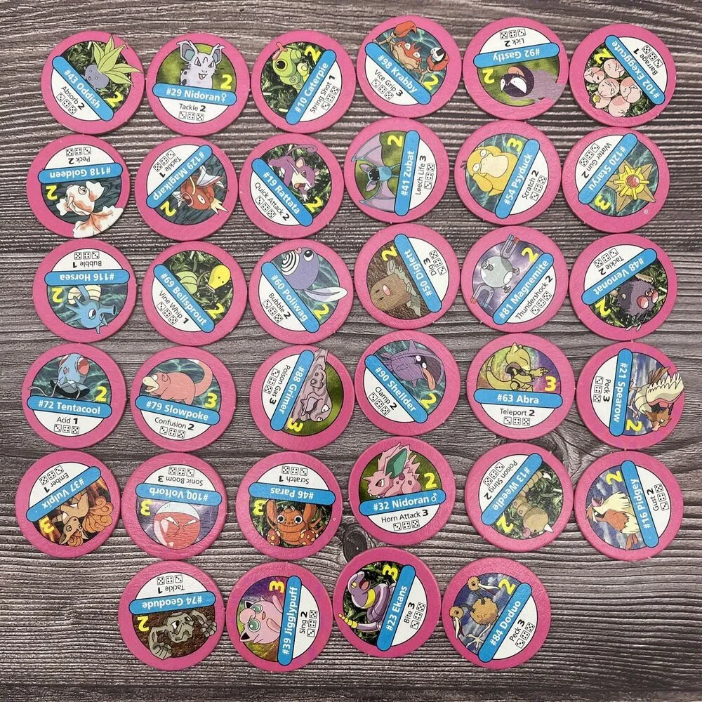 Pokémon Master Trainer Board Game 34 Pink Pokémon Chip Lot OEM Replacement Parts